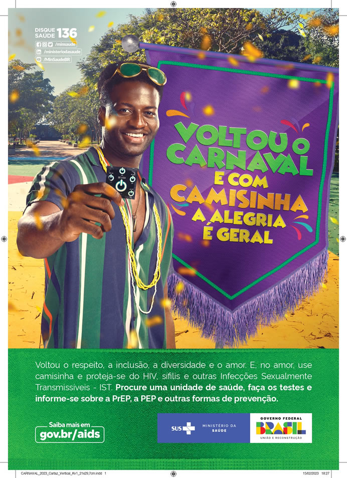 Ministério da Saúde lança Campanha de Prevenção às IST para o carnaval 2023
